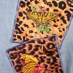SALE💥Vintage American Rave Short Sleeve Denim Top & Butterfly Patches~Medium.